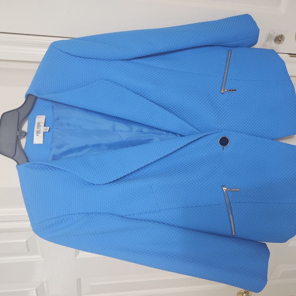 Jones Studio Blue Blazer Modern Suit Jacket